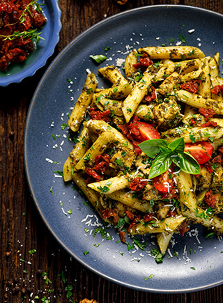 Grilled Vegetable Pasta Salad with Lemon Sesame Dressing